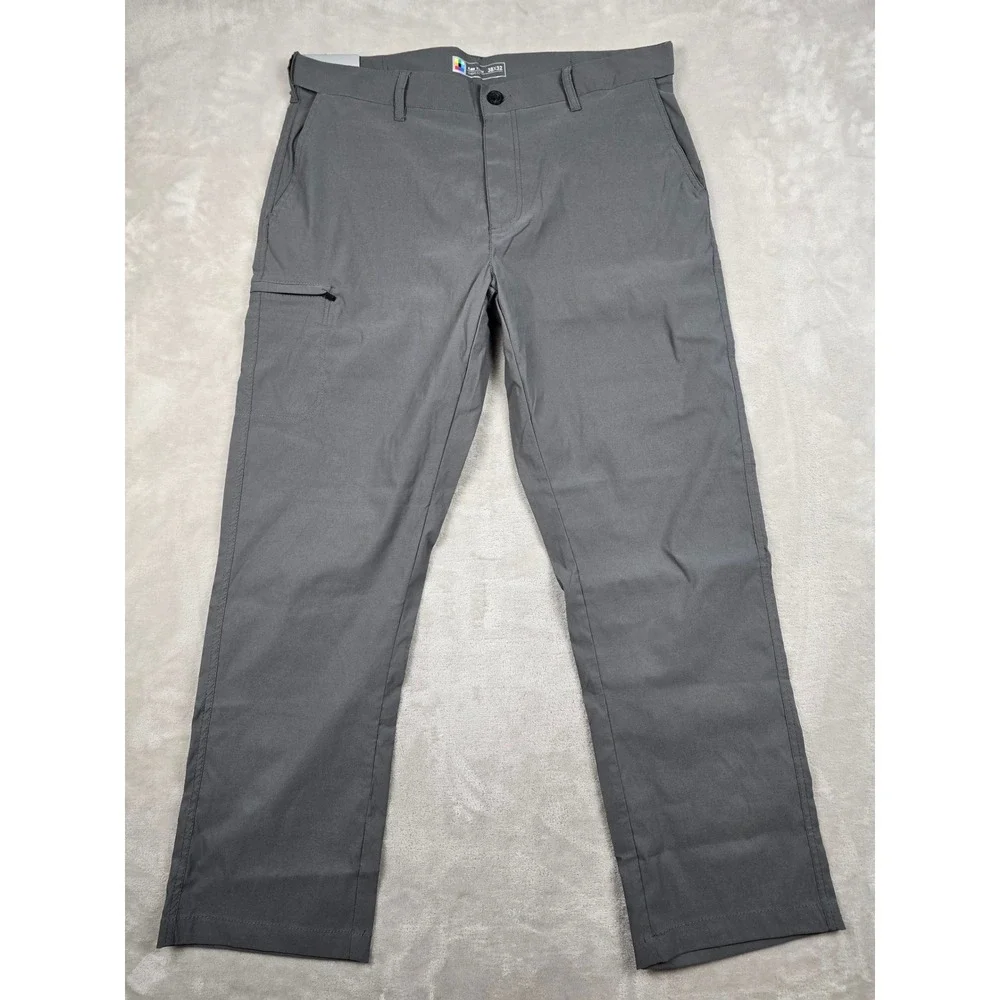 UB Tech Comfort Waist Chino Pants Mens 38x32 Grey Classic Fit Travel Stretch